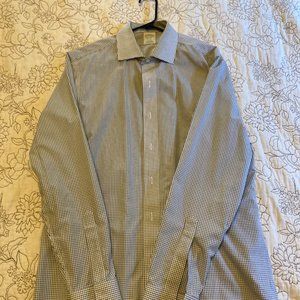 Brooks Brother Milano (slim fit) Dress Shirt Green Gingham Check